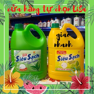 Nước rửa chén Lix siêu sạch hương chanh / trà xanh can 3,6kg