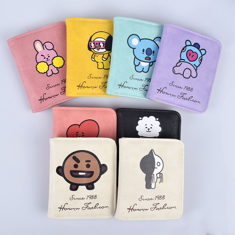 Ví ngắn họa tiết hoạt hình Bt21 dễ thương cho nữ