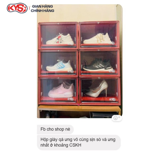 Hộp đựng giày sneaker cửa ngang khay trượt tự động cao cấp KYS - Màu Đỏ