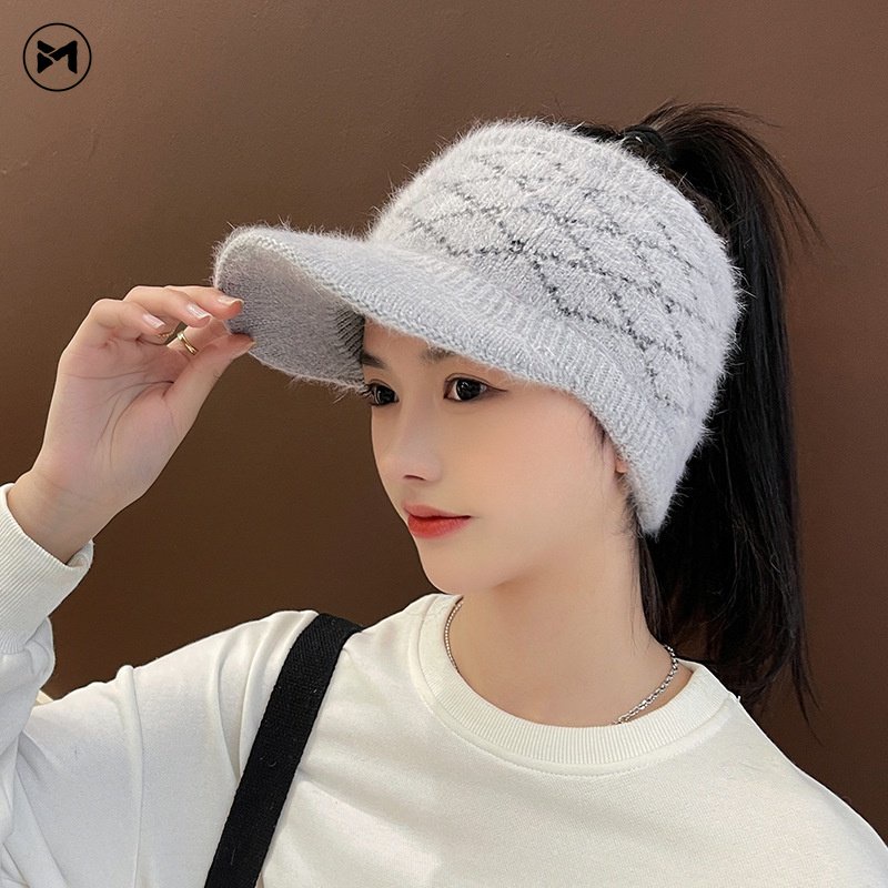 Mũ Len Trùm Tai Giữ Ấm Họa Tiết Kim Cương Thời Trang Thu Đông Mới