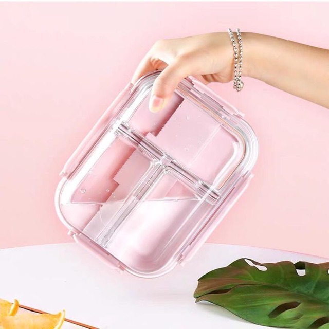 { Hộp cơm văn phòng tự chọn 2 - 3 ngăn} Hộp đựng thức ăn, thực phẩm thủy tinh cao cấp chia ngăn(Có Nắp) | BigBuy360 - bigbuy360.vn