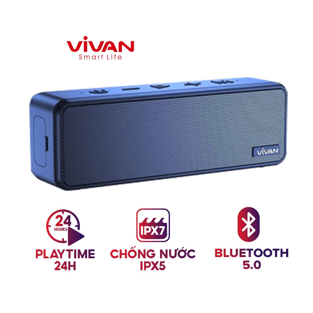 Loa Bluetooth 5.0  Chính Hãng Bass Mạnh VIVAN VS20 Chống Nước IPX7 20W Thời Lượng Pin Dài  Đến 24H Hỗ Trợ SD và cổng AUX