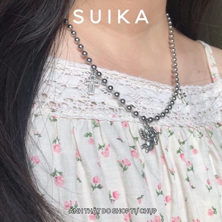 Vòng cổ nữ choker thiên thần + thánh giá dây chuyền ball chain suika.acc