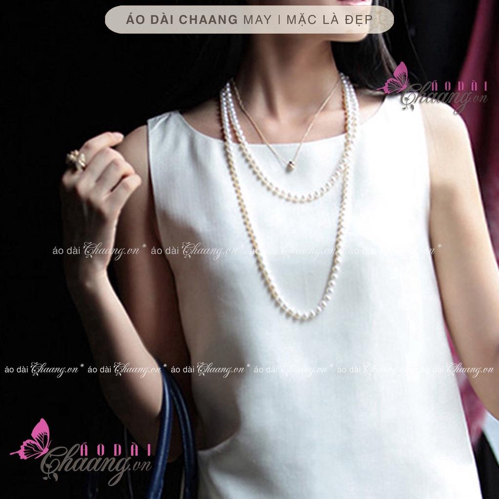Vòng ngọc trai nhân tạo CHAANG May sẵn Dây chuyền ngọc trai lớn nhỏ diện cùng áo dài đẹp
