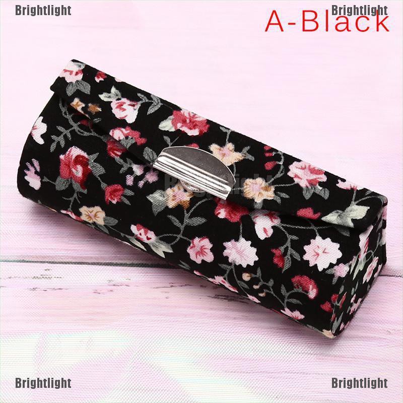 [Bright] Lipstick Case Retro EmbroideRed Holder Flower Design With Mirror Packaging Box [Light]