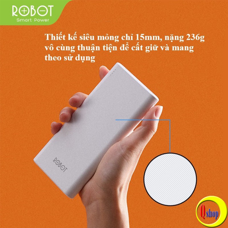 Pin sạc dự phòng ROBOT RT170 dung lượng 10.000mAh - 2 Output &amp; 2 Input Chính hãng