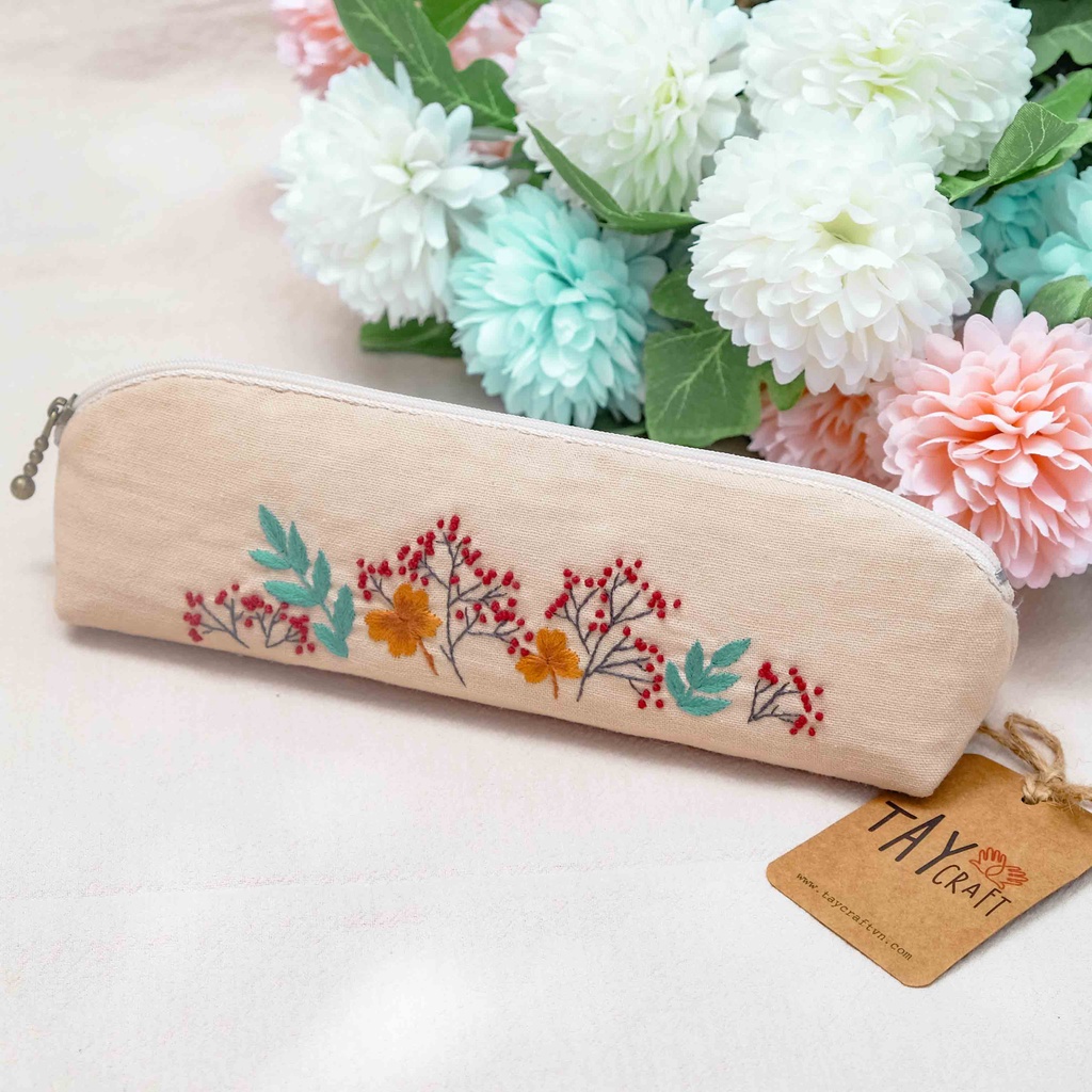 [QUÀ TẶNG Ý NGHĨA] Túi vải linen thêu tay đựng đồ cá nhân, hộp đựng bút handmade