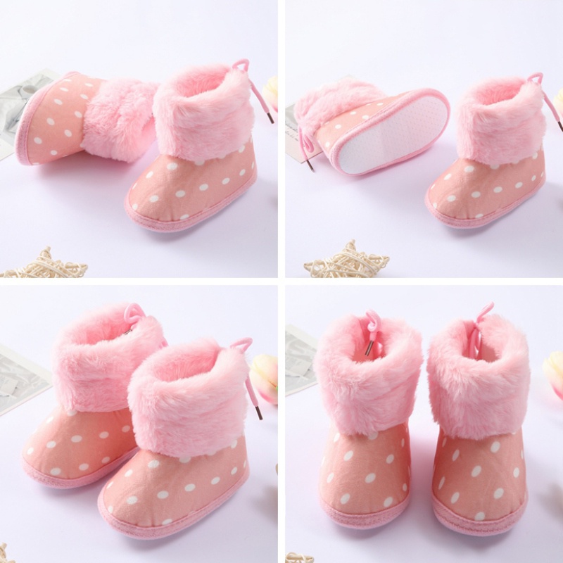 Giày bốt đế mềm chấm bi đáng yêu cho bé
