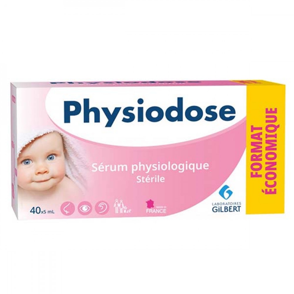 Nước muối PHYSIODOSE GIFRER của pháp cho trẻ sơ sinh an toàn và tiện lợi, hộp 40 tuýp