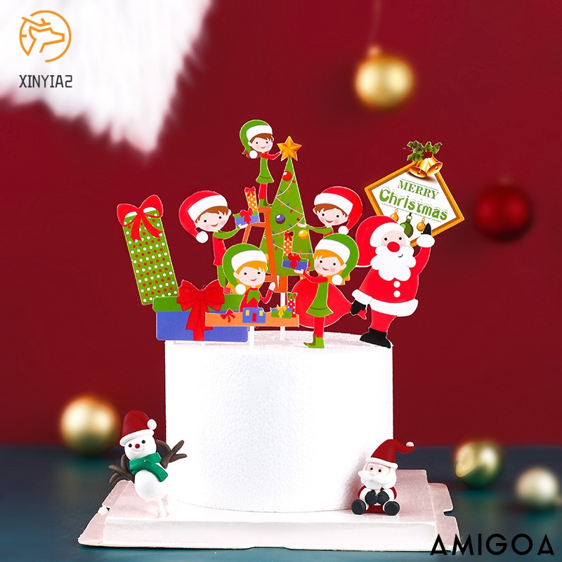 ✨✨Phụ kiện trang trí bánh kem họa tiết ông già noel dịp giáng sinh
