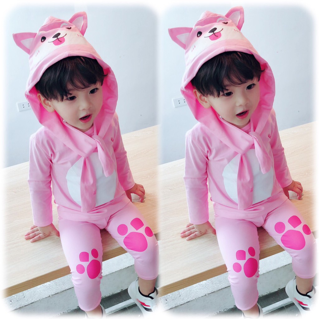 Bộ cotton thú (mũ tháo rời)  cực kute cho bé trai, bé gái BHH