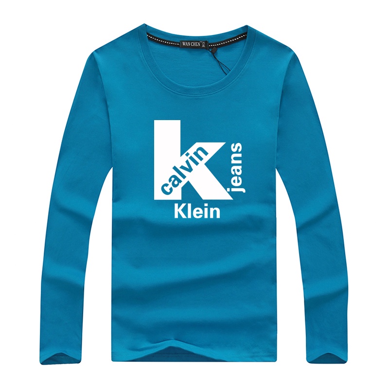 Ck Áo Thun Tay Dài Cổ Tròn Chất Liệu cotton Gọn Nhẹ Thời Trang Cho Nam Nữ *