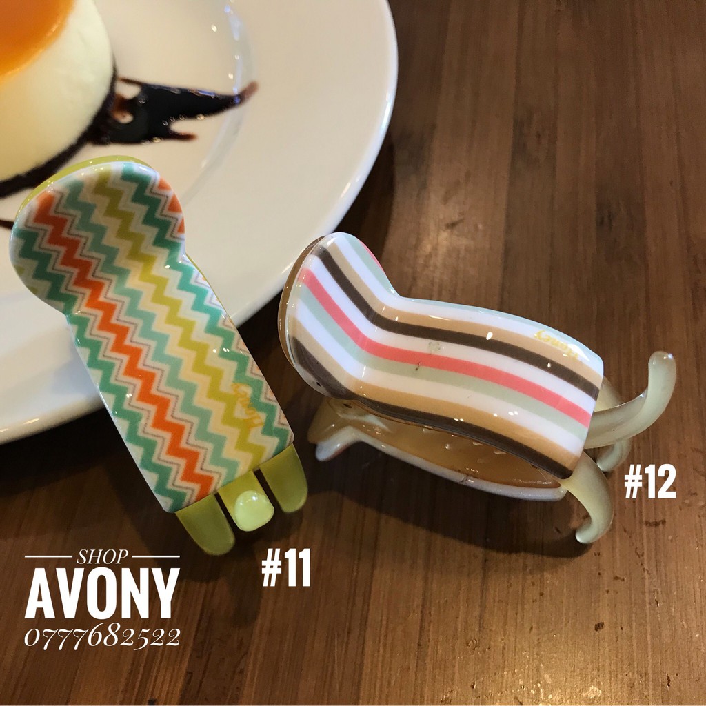 Kẹp tóc 3 răng đầu tròn Honey in sọc dọc pb 2