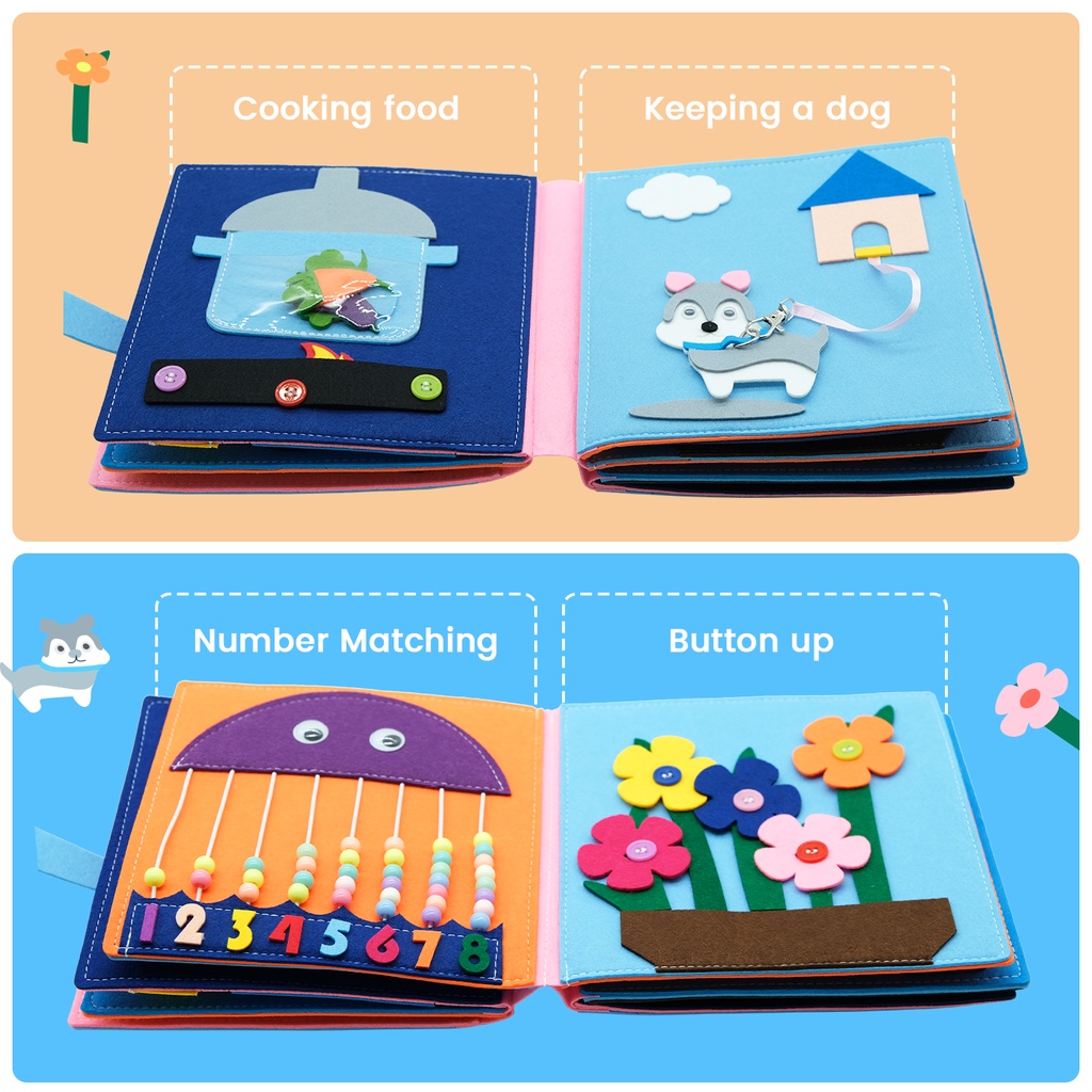 Đồ Chơi Sách Vải Nỉ Montessori Học Toán Màu Sắc Dành Cho Trẻ Em