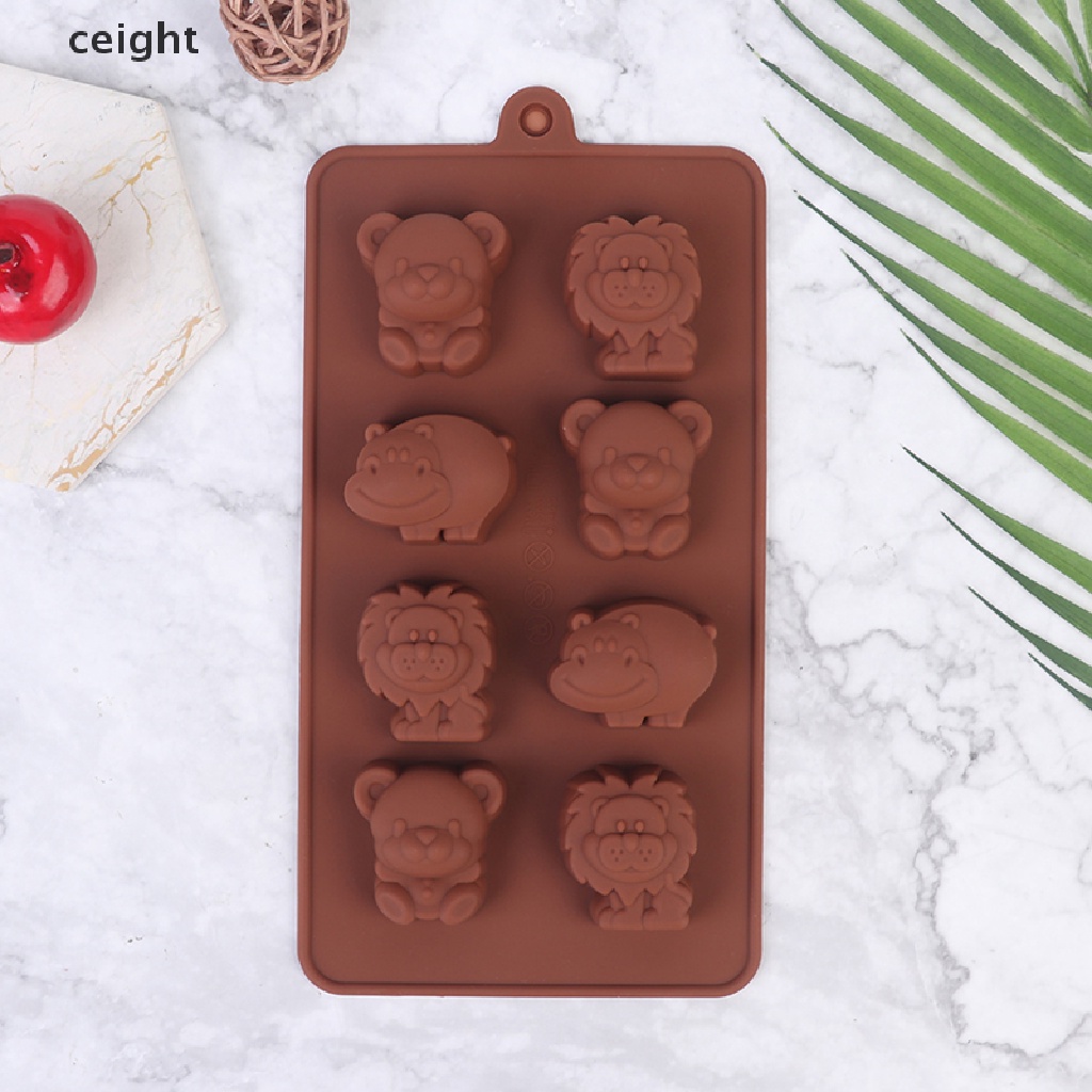 Khuôn silicone tạo hình hà mã sư tử gấu làm bánh kẹo chocolate xà phòng DIY