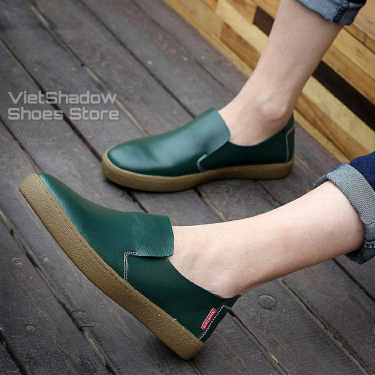 Giày slip on da nam - Giày lười nam da bò - 3 màu (đen), (nâu) và (xanh) - Mã sản phẩm 912