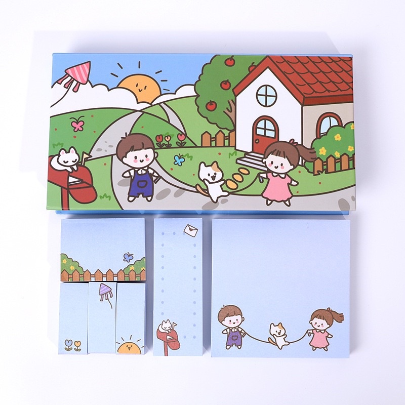 Set hộp note ghi chú cao cấp 4 kích thước nhiều hình cute