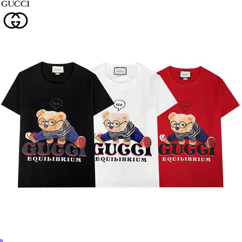 Áo Thun Tay Ngắn Cổ Tròn Form Rộng In Logo Gucci Chất Liệu Cotton