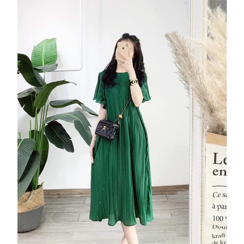 Đầm bầu ngắn tay vải lụa tơ dập nhăn MSP467 thời trang thiết kế Mom and Baby