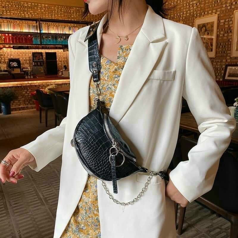 Túi Đeo Chéo Đeo Bụng Da Rắn❣️freeship❣️bao tử da rắn CnK