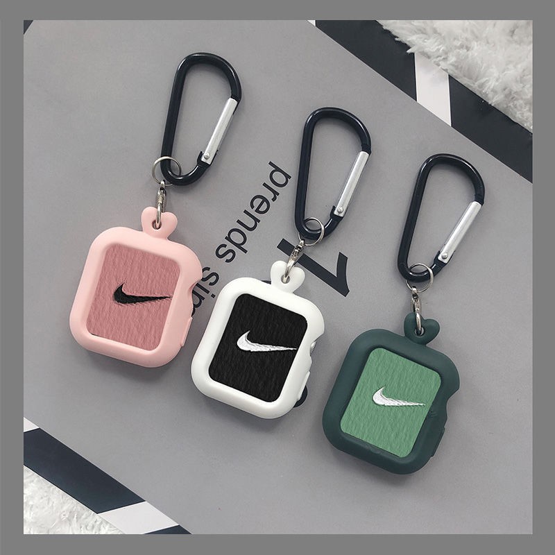 🎊[Hàng mới về] Bộ sản phẩm túi xách🎊Vỏ bảo vệ hộp sạc tai nghe iwatch6/5/4/3/2/1/SE bằng silicon mềm có móc khóa