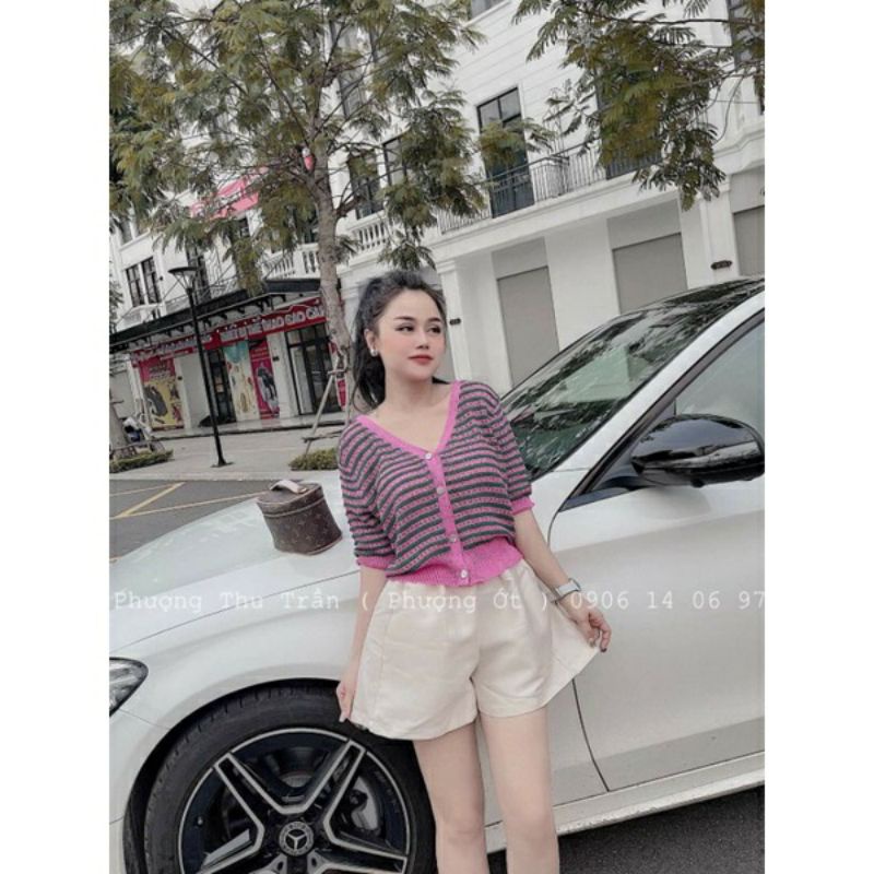 (Anhbigsize)Áo len montoghi sọc cúc xinh xắn 50-70kg