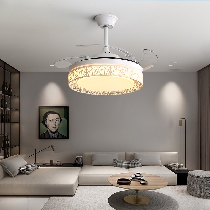 Đèn Quạt Trần Giấu Cánh Cụp Xòe Cao Cấp Động cơ DC  6 cấp độ gió