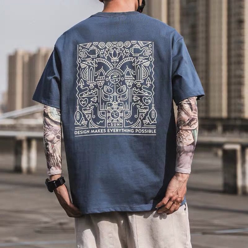 Áo Thun cotton Tay Lỡ Phong Cách Nhật Bản Thời Trang Mới Cho Nam