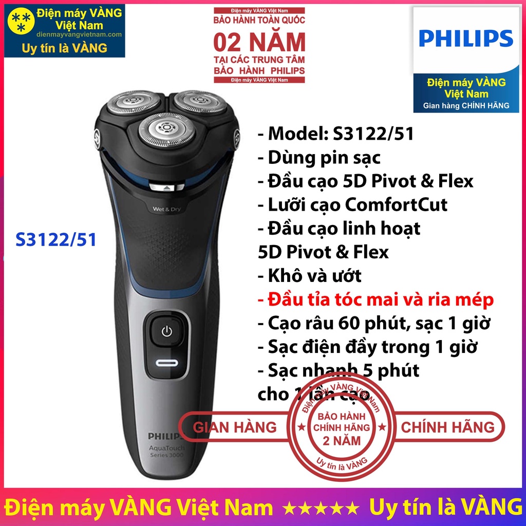 Máy cạo râu Philips S1103/02 S1301/02 S3122/51 - Dao cạo thay thế S1103 S1301 S3122