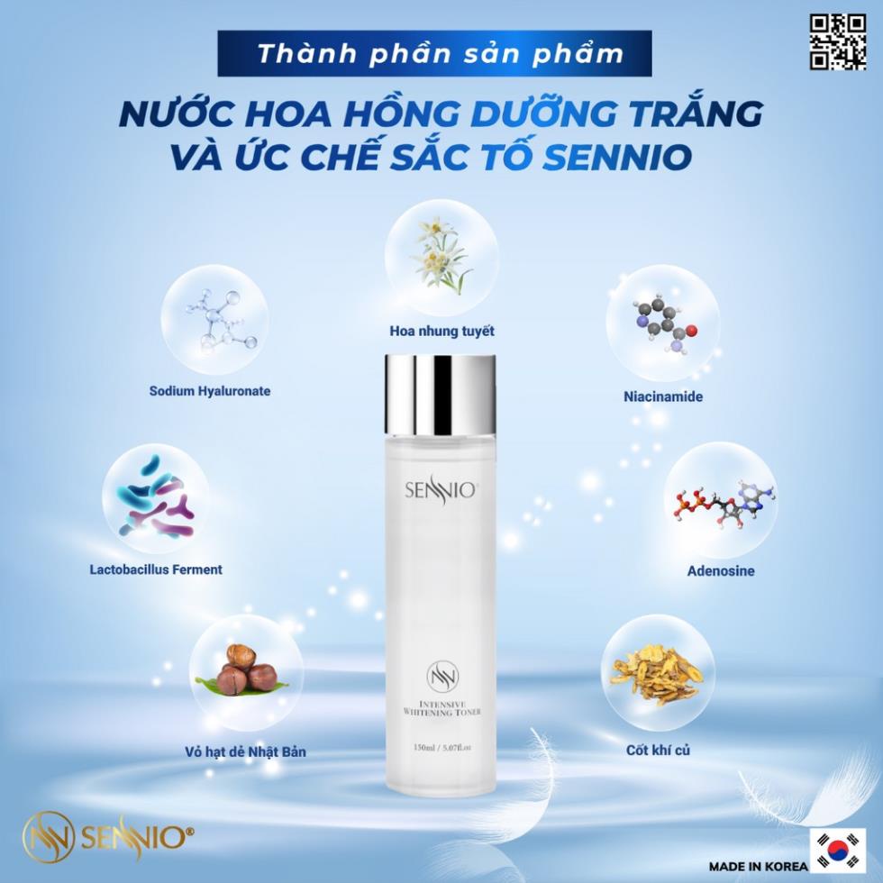 Nước hoa hồng se khít lỗ chân lông Sennio Perfect Whitening Skin Softner