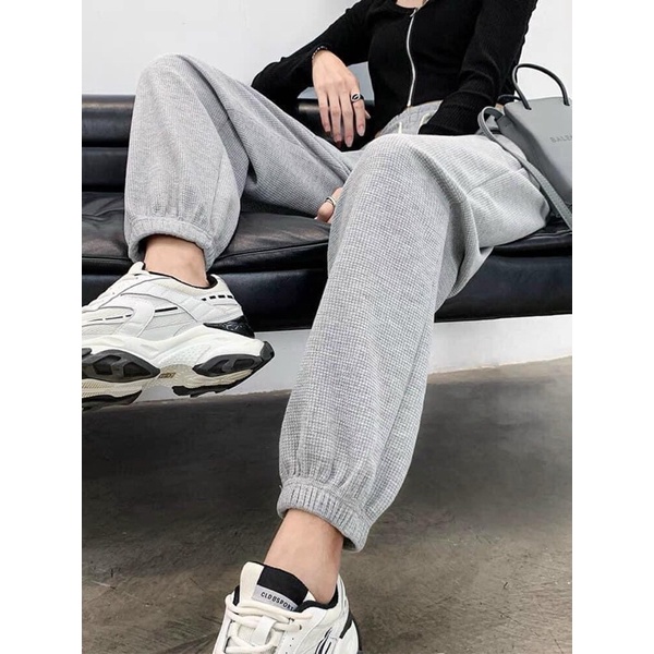 Quần ống rộng chất tổ ong - Quần jogger thể thao unisex dày dặn phong cách Ulzzang