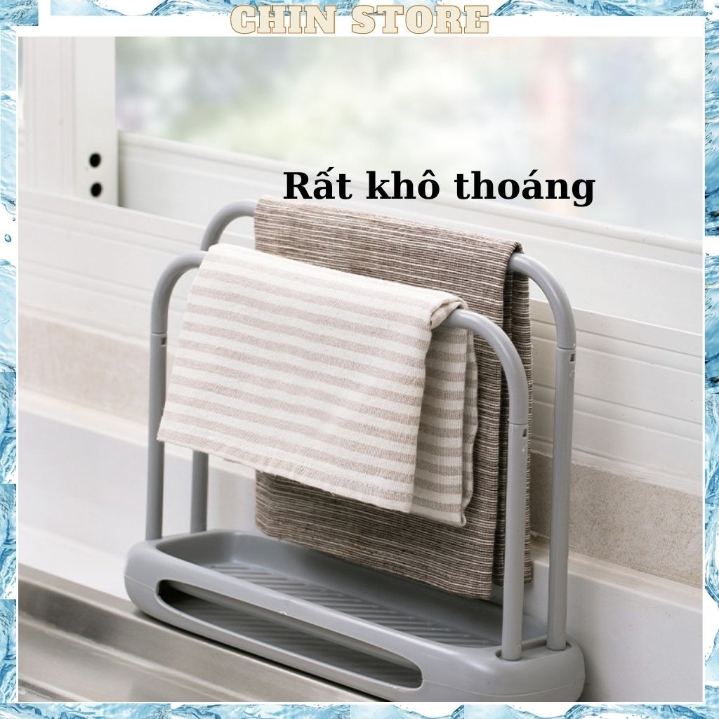 Kệ để đồ rửa bát nhà bếp có thanh treo khăn tiện dụng , thoát nước nhanh 25*7*19.8cm