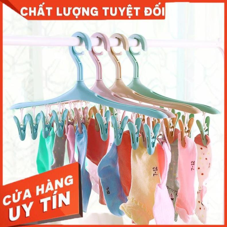 (Video Clip)  Móc Phơi Quần Áo Kèm 8 Kẹp Gọn Gàng