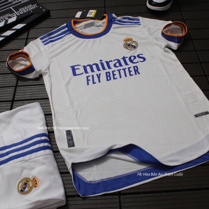 Bộ quần áo đá banh CLB Realmadrid màu trắng mùa 2021