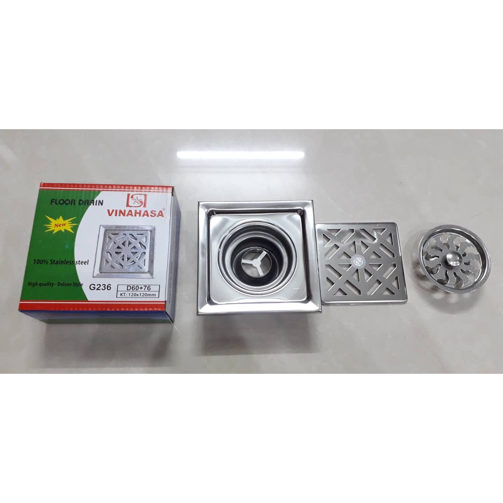 GA THOÁT SÀN NHÀ TẮM NGĂN MÙI INOX CAO CẤP VINAHASA XANH LÁ GS236  VÀ GS436