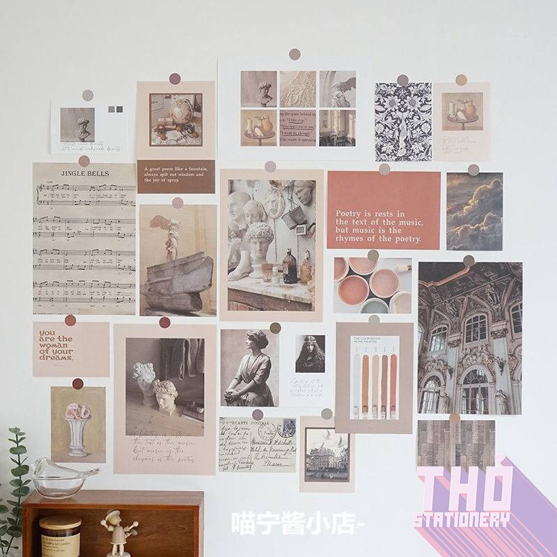 Ảnh trang trí poster dán tường hình decor vintage aesthetic retro postcard bưu thiếp tranh giấy treo phòng ngủ bàn học