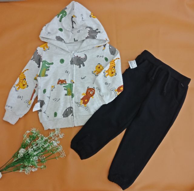 Bộ bé trai áo khoác khủng long & quần dài
