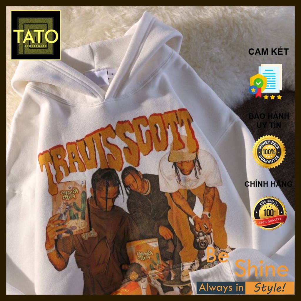 Hoodie có mũ Travis Scott, Áo Nỉ Bông Nam Nữ Form Rộng Unisex - TATO Unisex Clothing