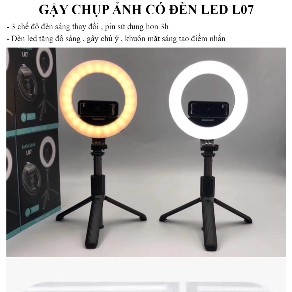 Đèn Livestream Kiêm Gậy Selfie FLOVEME L07 Có Remote- Tích hợp 3 chế độ sáng