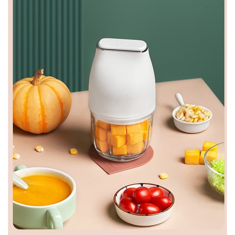 Máy xay tỏi ớt thịt mini Máy xay ăn dặm cho bé đa năng Cối thủy tinh kháng khuẩn 0,3L Hàng chính hãng BH 12 Tháng