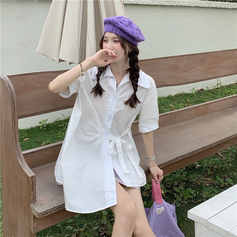 Áo Sơ Mi Tay Ngắn Cổ polo Dáng Rộng Thời Trang Hàn Quốc Cho Nữ