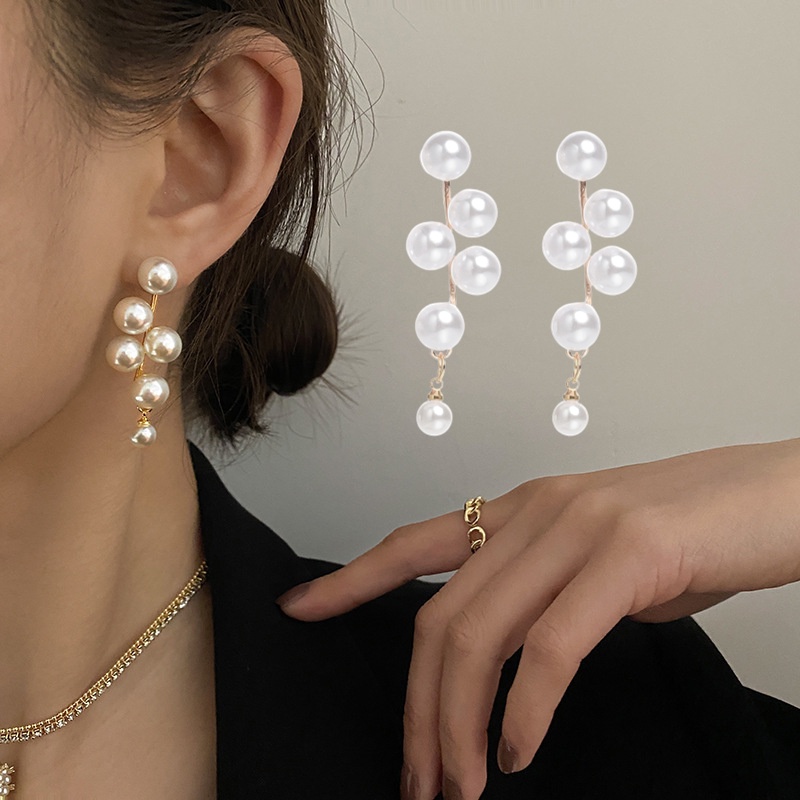 1 Cặp Bông Tai Hình Chùm Nho Đính Ngọc Trai Giả Sang Trọng Thời Trang Dự Tiệc Sinh Nhật