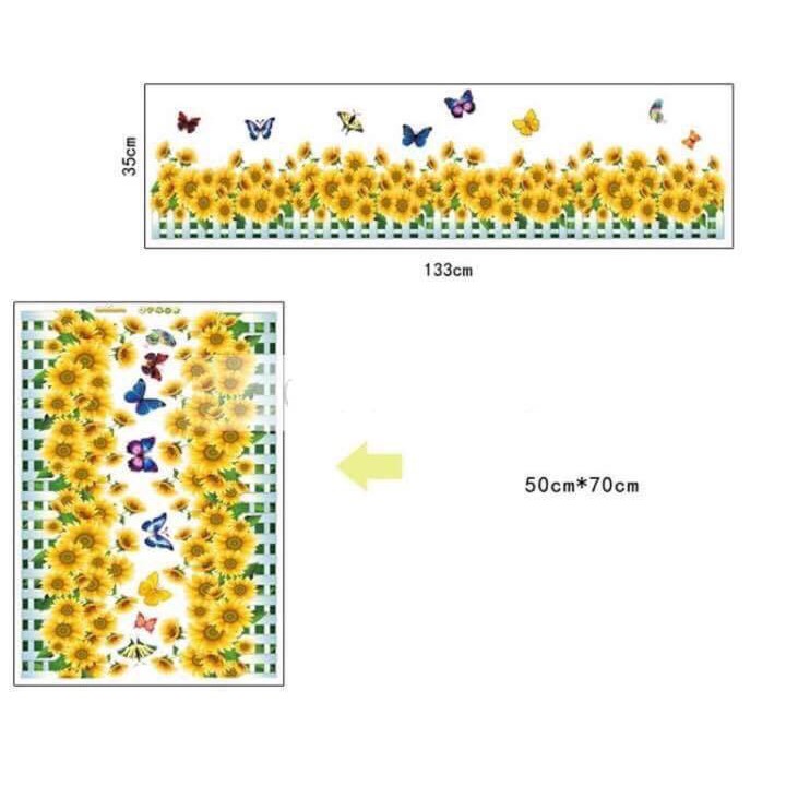 Decal dán tường hàng rào hoa hướng dương (dài 1m3) | BigBuy360 - bigbuy360.vn