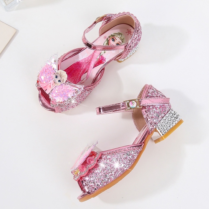 Giày công chúa Elsa cao gót cho bé gái 3-8 tuổi đi học, đi chơi