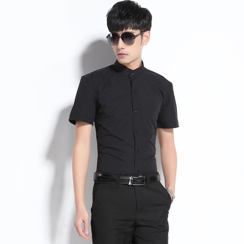 Áo sơ mi nam Ngắn Tay kiểu dáng Hàn Quốc , vải lụa thái mềm mịn , chống nhăn cao cấp | BigBuy360 - bigbuy360.vn
