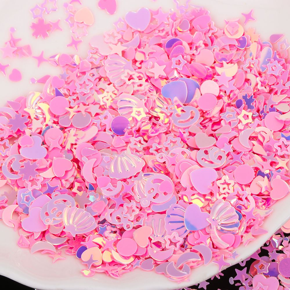 Bộ 1200 sequin kim tuyến lấp lánh nhiều màu sắc hình ngôi sao trái tim trang trí móng tay/ sổ lưu niệm/ tiệc cưới
