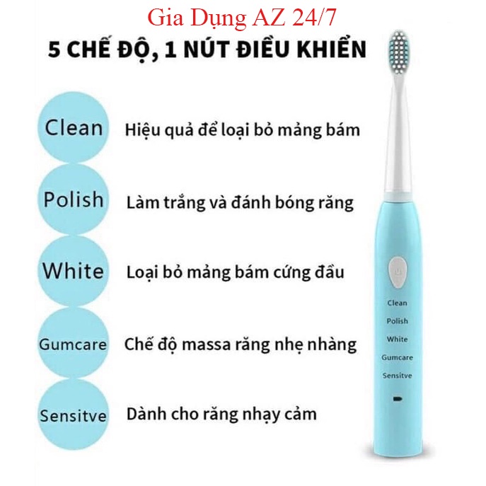 Bàn chải đánh răng tự động đa năng sạc pin thông minh thế hệ mới mềm siêu mảnh tặng kèm đầu thay AZ D5.009.XA