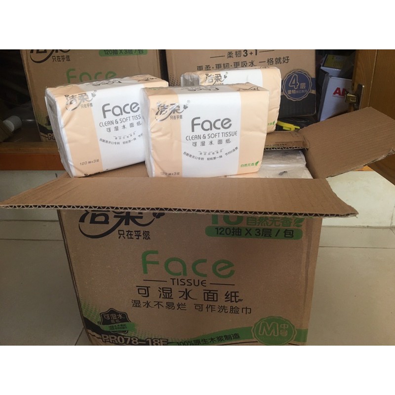 🍄🍄 Giấy ăn FACE hồng 120 tờ/ gói thùng 18 gói