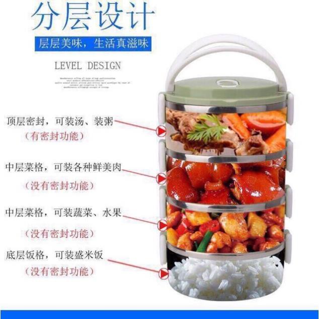 CẶP LỒNG CƠM LÚA MẠCH 4 TẦNG TO RỘNG - TƯƠNG ĐƯƠNG 2800ml