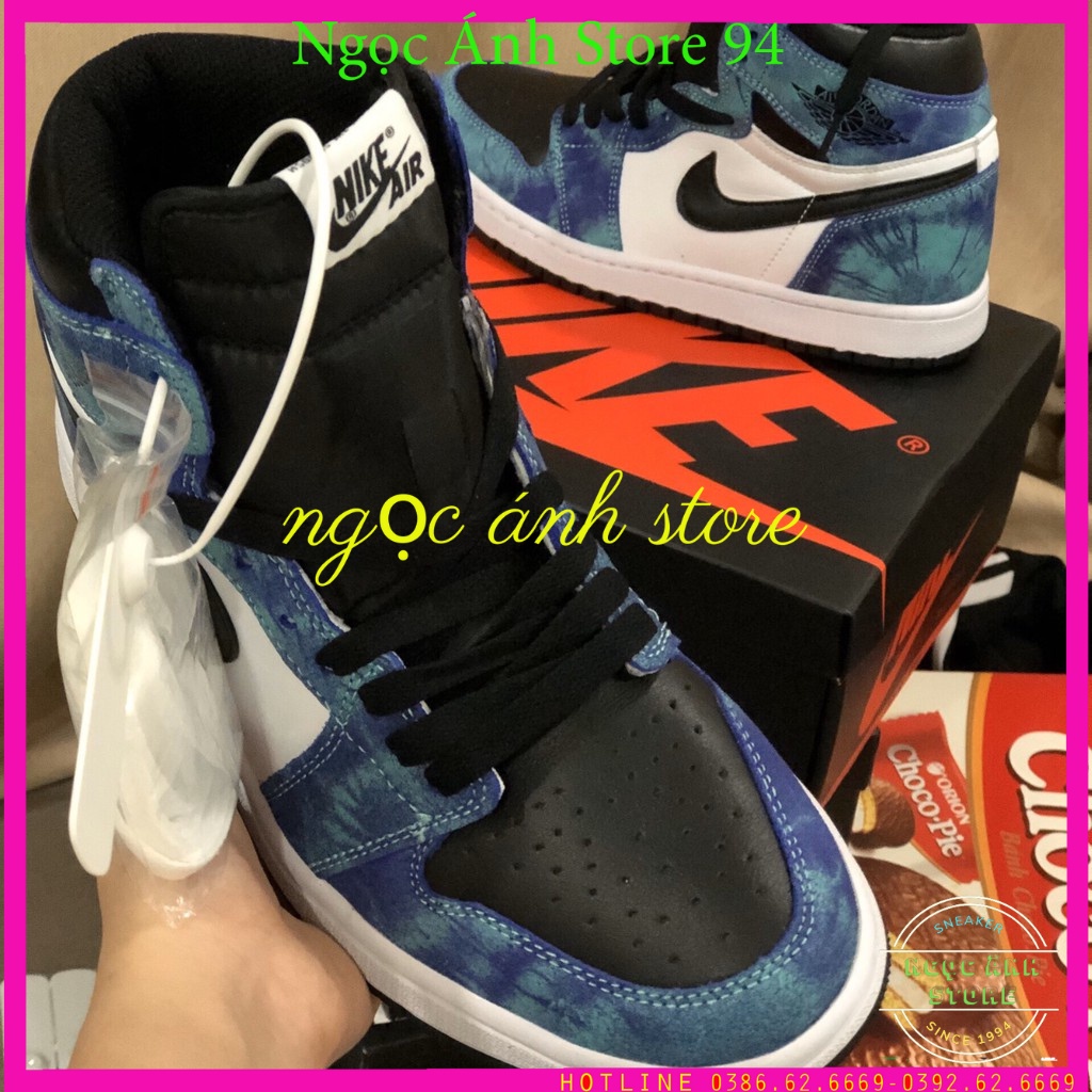 Giày jordan, JD xanh loang cổ cao, cao cao cấp full box